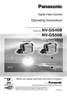 Panasonic NV GS 40 B manual. Camera Instructions.